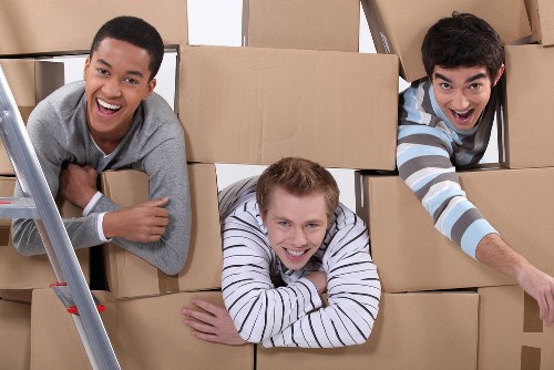 Packed household boxes prepared for removals van transport