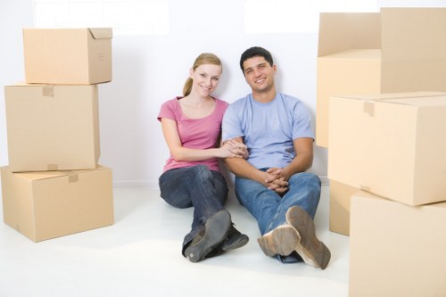 Removal van and moving boxes prepared for a Cudham house move