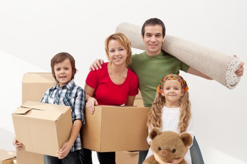 Office furniture and equipment prepared for a business relocation